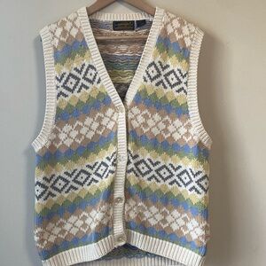 Eddie Bauer Sweater Vest Vintage Knit Cream size Unisex Large